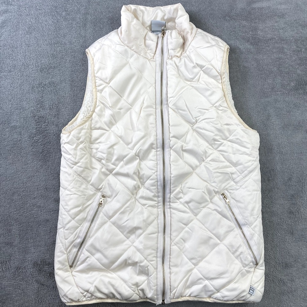 Avalanche Vest Womens M Ivory Fleece Lined Puffer Quilted Outdoor Hiking Walk